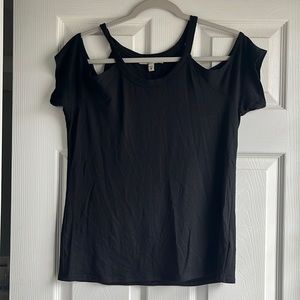 Express shoulder cut out tee in black, XS